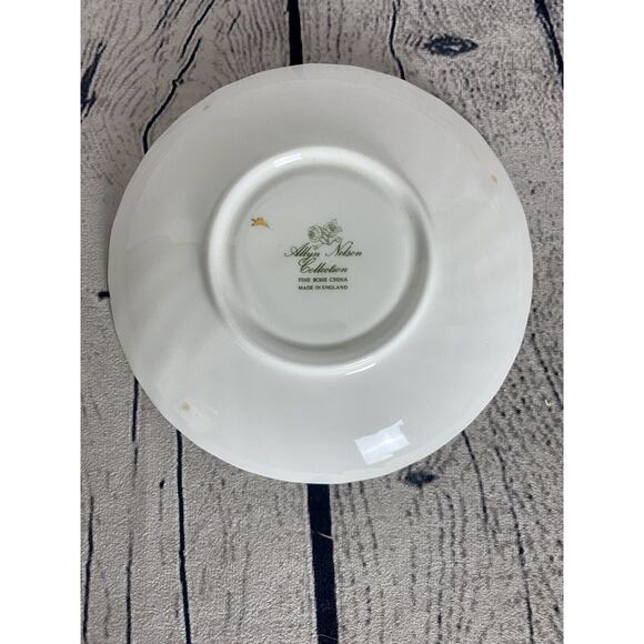 Tea‎ Cup Saucer Fine English Bone China Floral Pink Purpl Roses Allyn Nelson - Picture 3 of 10